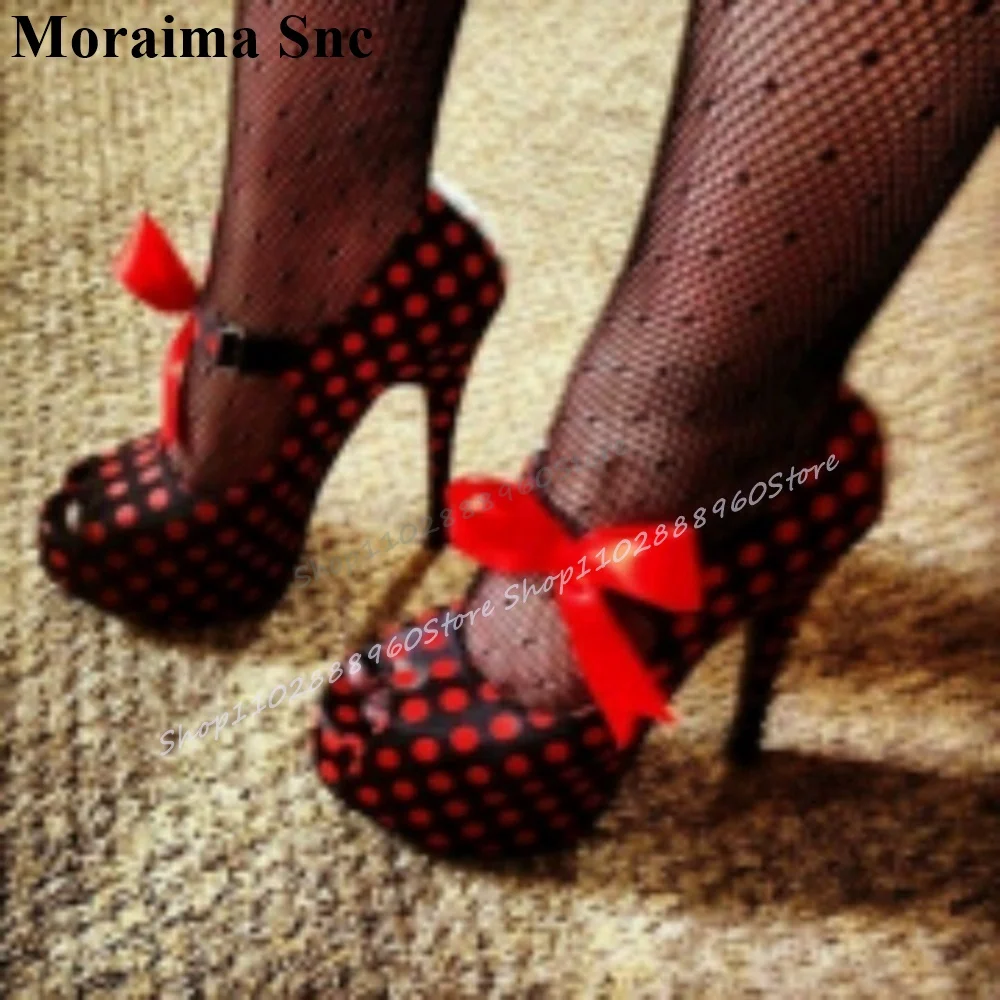 Stylish Black And Red Dot Platform Pumps Thin High Heel Shoes For Women Slip On Peep Toe 2025 Fashionable Zapatos Para Mujere
Stylish Black And Red Dot Platform Pumps Thin High Heel Shoes For Women Slip On Peep Toe 2025 Fashionable Zapatos Para Mujere