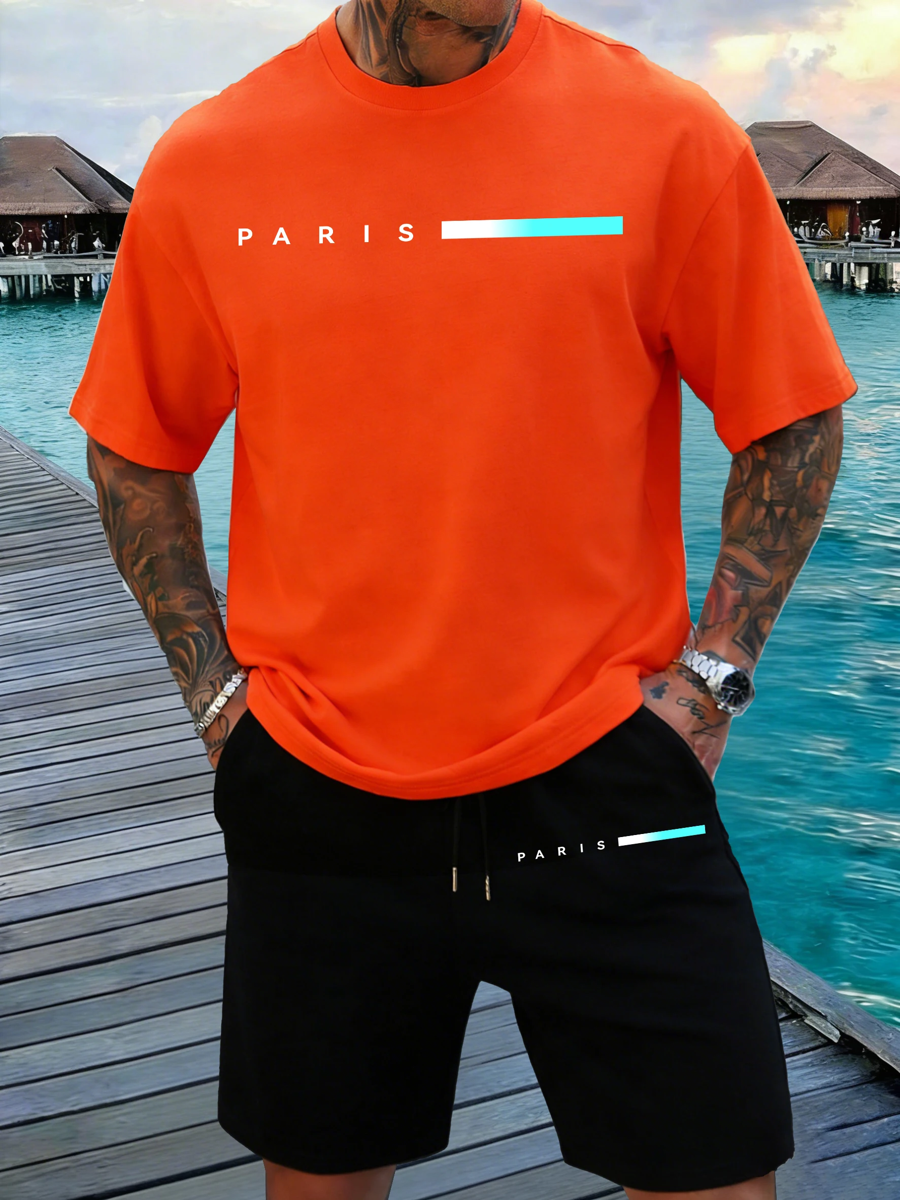Paris Creative Letter Pattern Summer Cotton Simple T Shirt Sets Man Jogging Comfortable Sportpants Basics Breathable Unisex Tops
Paris Creative Letter Pattern Summer Cotton Simple T Shirt Sets Man Jogging Comfortable Sportpants Basics Breathable Unisex Tops