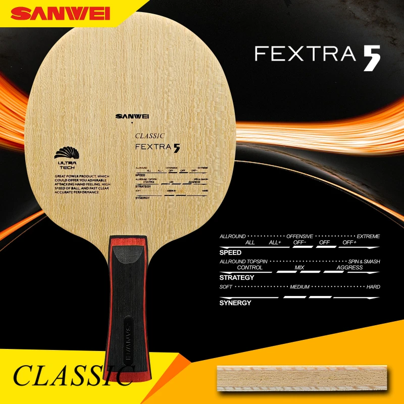 SANWEI FEXTRA5 Лезвие для настольного тенниса, 5-слойное весло из чистого дерева FL и CS для пинг-понга для начинающих
SANWEI FEXTRA5 Лезвие для настольного тенниса, 5-слойное весло из чистого дерева FL и CS для пинг-понга для начинающих