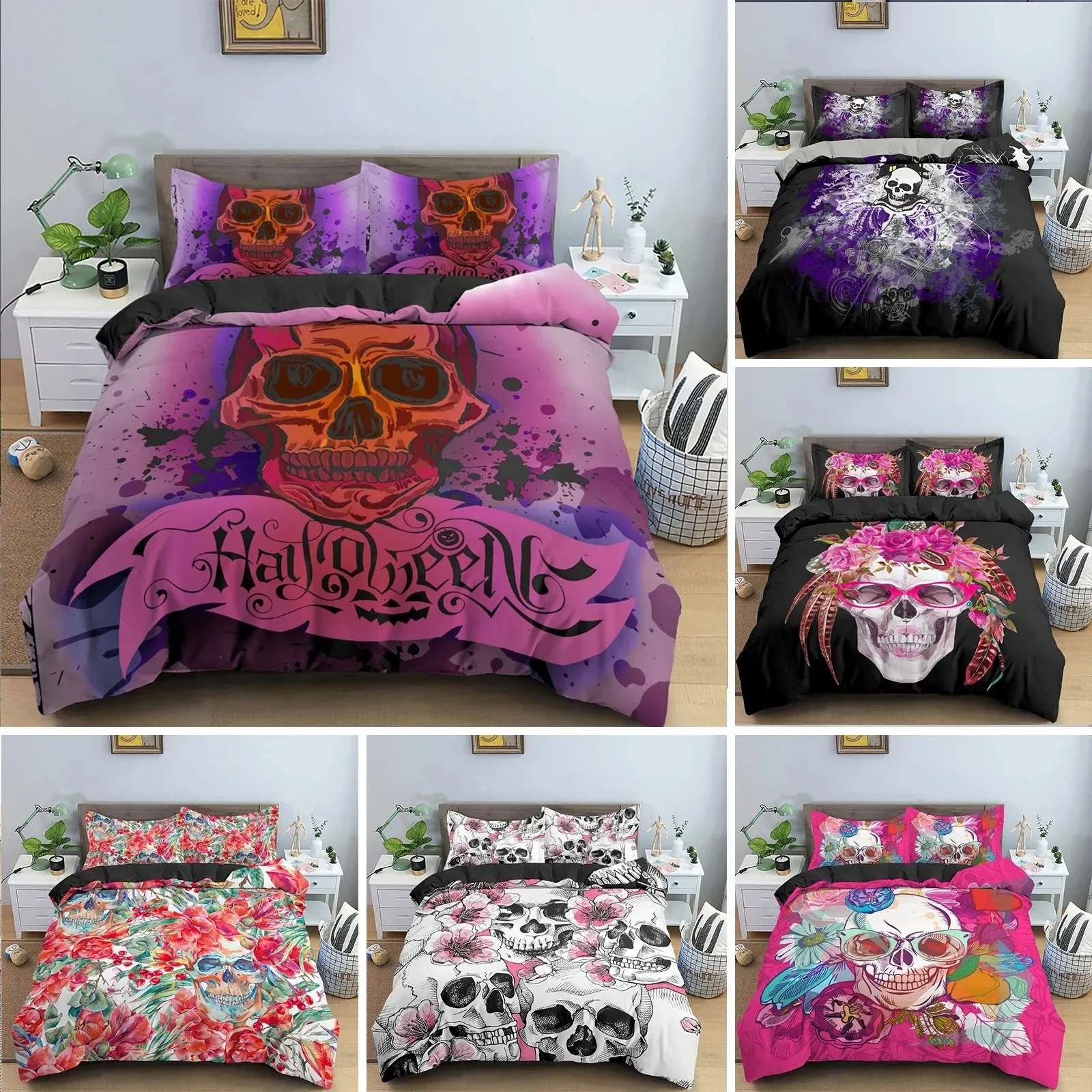 Hot Style Soft Bedding Set 3d Digital Skull Printing Duvet Cover Set with Zipper Single Twin Double Full Queen King
Hot Style Soft Bedding Set 3d Digital Skull Printing Duvet Cover Set with Zipper Single Twin Double Full Queen King