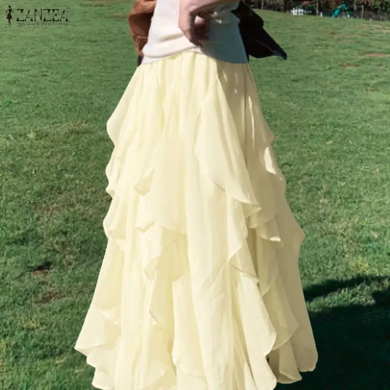 ZANZEA Women's Ruffles Midi Skirts Korean Fashion Solid Color Elastic Waist A-Line Skirt 2026 Summer Elegant Faldas de Mujer
ZANZEA Women's Ruffles Midi Skirts Korean Fashion Solid Color Elastic Waist A-Line Skirt 2026 Summer Elegant Faldas de Mujer