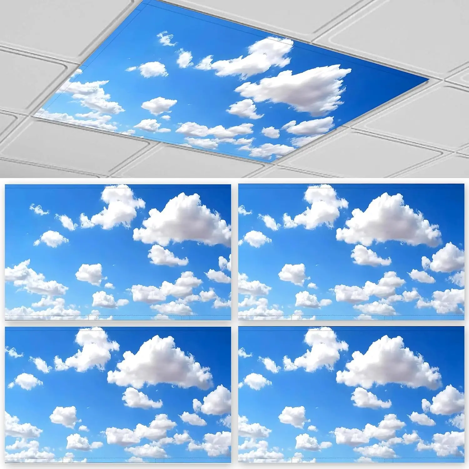 4 Pcs Sky Cloud Fluorescent Light Covers for Ceiling, Magnetic Lampshades for Classroom, Office, Home
4 Pcs Sky Cloud Fluorescent Light Covers for Ceiling, Magnetic Lampshades for Classroom, Office, Home