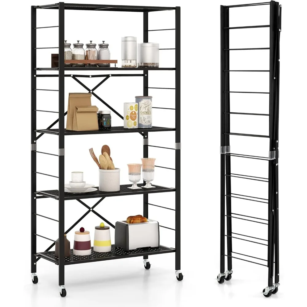 5-уровневая складная книжная полка с колесиками, черная, складная металлическая полка высотой 60 высотов для хранения, отдельно стоящие открытые стеллажи для хранения
5-уровневая складная книжная полка с колесиками, черная, складная металлическая полка высотой 60 высотов для хранения, отдельно стоящие открытые стеллажи для хранения