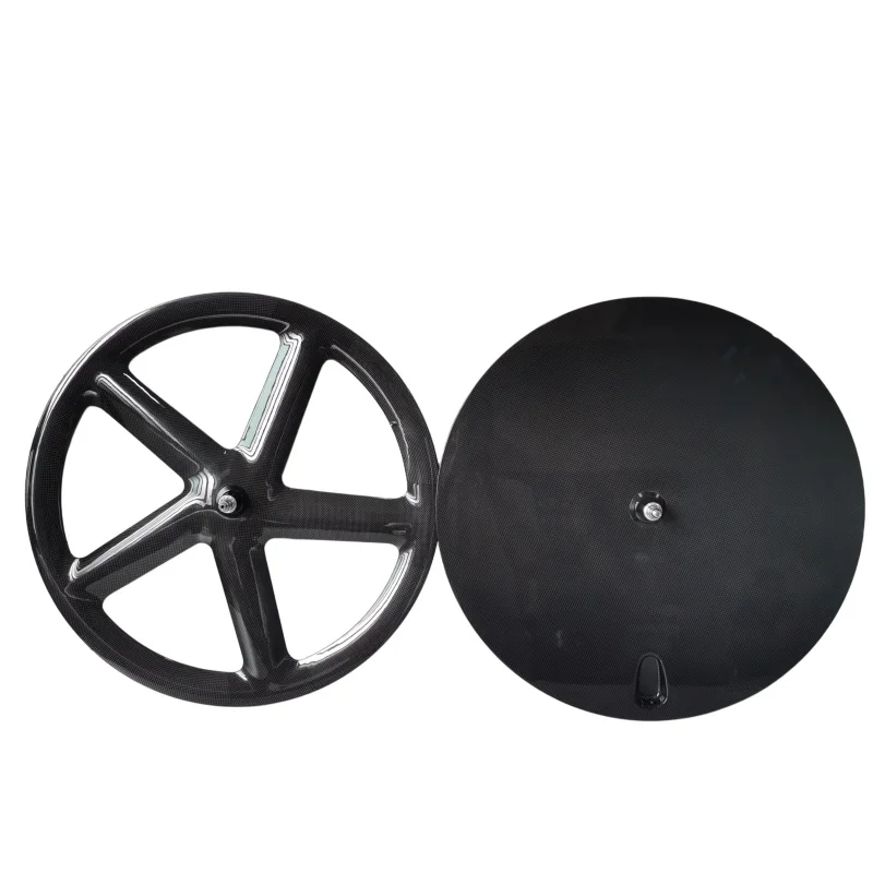 QORA 700C Full Carbon Wheelset Front 50mm Depth 5-Spoke Track Rim Rear Disc Wheels 23mm Width Track Bicycle Clincher/Tubular
QORA 700C Full Carbon Wheelset Front 50mm Depth 5-Spoke Track Rim Rear Disc Wheels 23mm Width Track Bicycle Clincher/Tubular