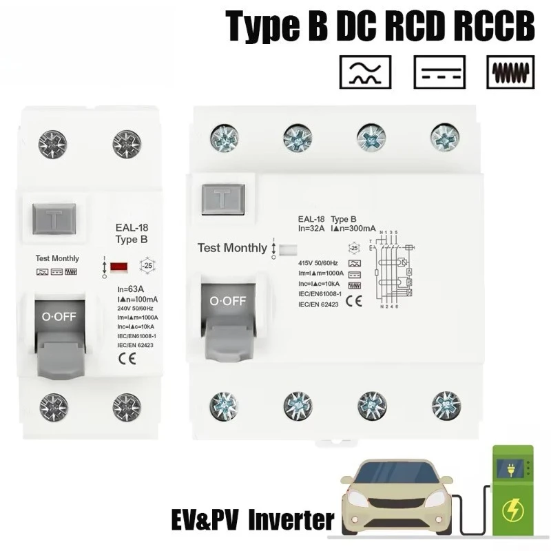 2P 4P 10/30/100/300mA Electric Vehicle EV Charging Pile Residual Current Breaker DC RCCB RCD Type B 6KA Din Rail Earth Leakage
2P 4P 10/30/100/300mA Electric Vehicle EV Charging Pile Residual Current Breaker DC RCCB RCD Type B 6KA Din Rail Earth Leakage
