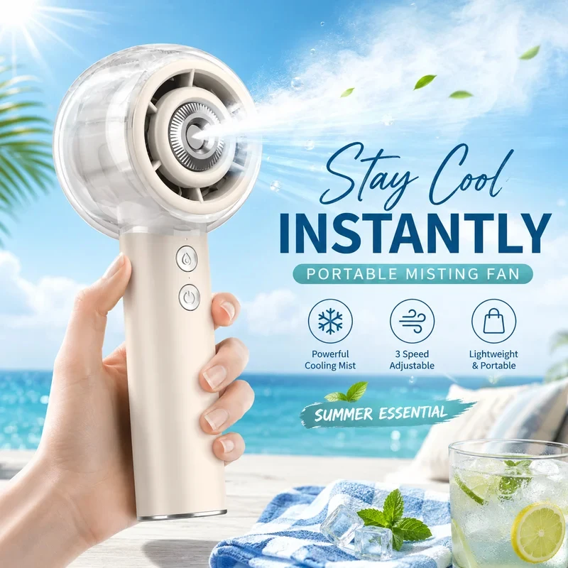 A New Generation Of Spray Portable Handheld Fan 6000mAh Rechargeable Battery, Strong Wind Is Suitable For Travel, Camping, Beach
A New Generation Of Spray Portable Handheld Fan 6000mAh Rechargeable Battery, Strong Wind Is Suitable For Travel, Camping, Beach
