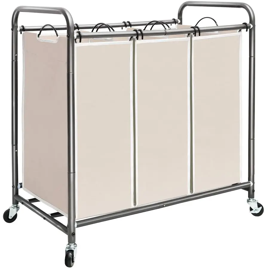 Корзина для белья на 3 секции, 136 л (35,9 галлонов), с прочными блокируемыми колесами и съемными мешками для одежды
Корзина для белья на 3 секции, 136 л (35,9 галлонов), с прочными блокируемыми колесами и съемными мешками для одежды