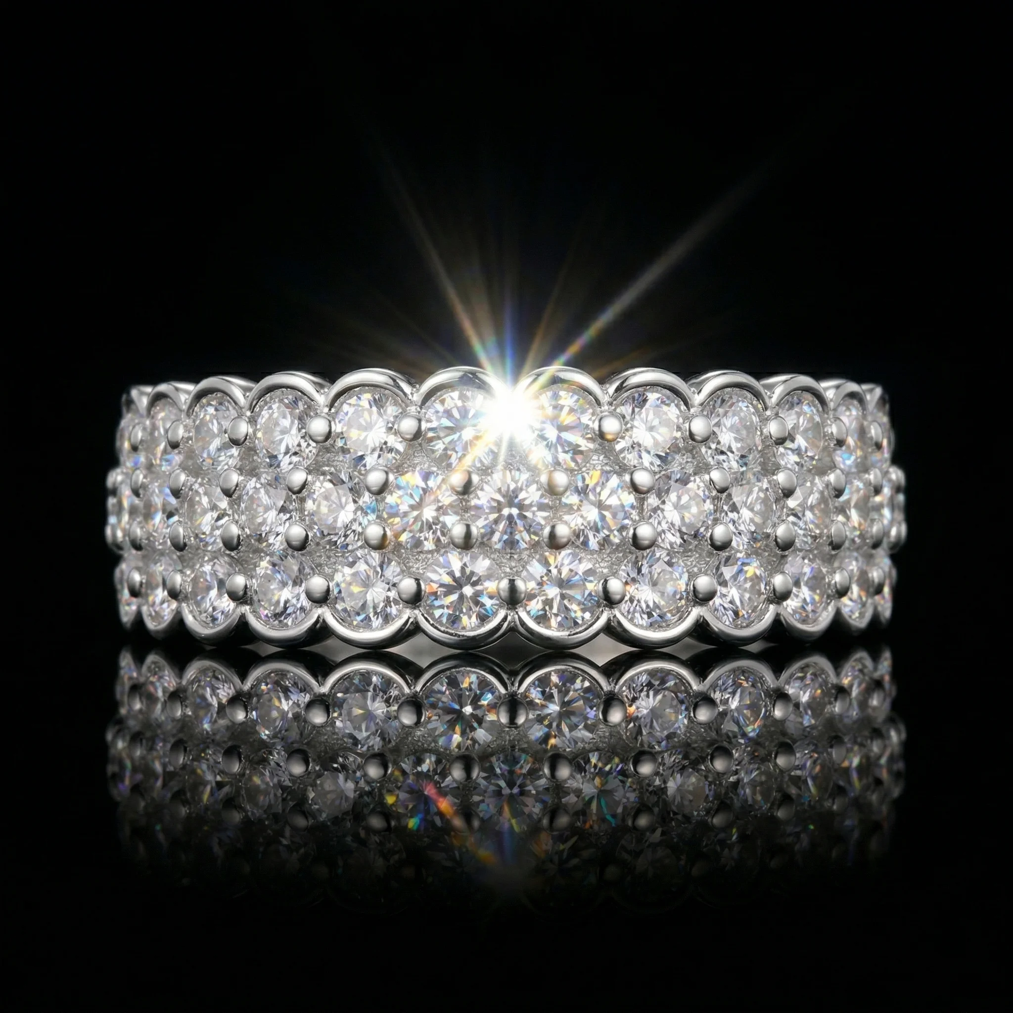 Moissanite Ring, 925 Sterling Silver, D Color VVS1, Wave Full Pave, Unisex Stackable, Couple Ring, With Certificate
Moissanite Ring, 925 Sterling Silver, D Color VVS1, Wave Full Pave, Unisex Stackable, Couple Ring, With Certificate