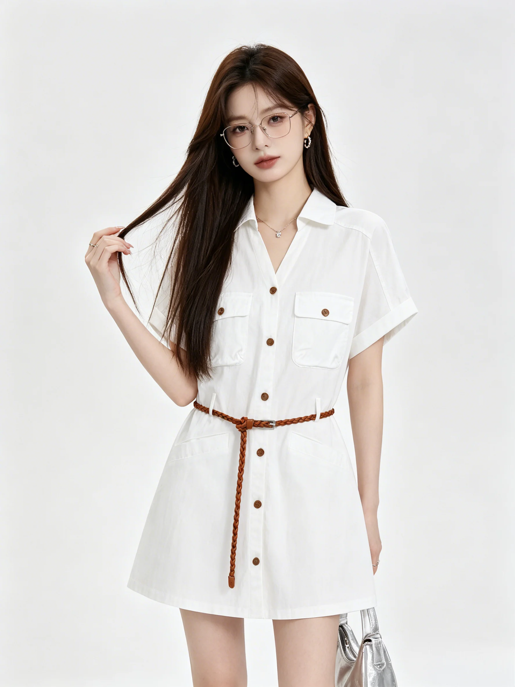 Korean Style Simple Elegant Retro Workwear Dress Short Sleeve Summer Waist Cinching Slimming Single Button A-Line Skirt ...
Korean Style Simple Elegant Retro Workwear Dress Short Sleeve Summer Waist Cinching Slimming Single Button A-Line Skirt ...