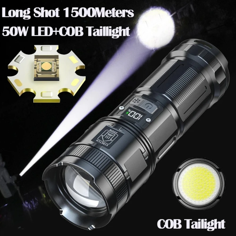 Мощный светодиодный фонарик дальнего действия с дисплеем COB, задний фонарь, встроенный аккумулятор, перезаряжаемый фонарь типа C для рыбалки
Мощный светодиодный фонарик дальнего действия с дисплеем COB, задний фонарь, встроенный аккумулятор, перезаряжаемый фонарь типа C для рыбалки