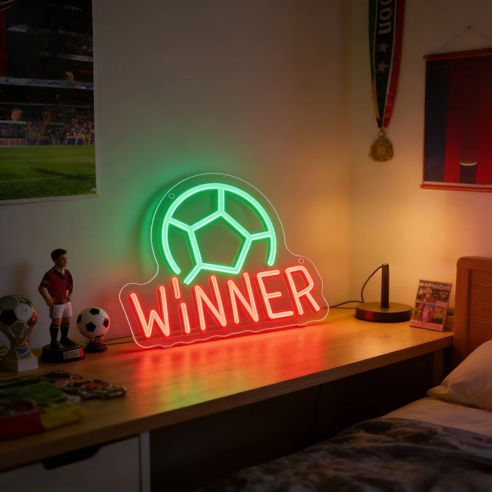 Football WINNER LED Neon Sign for Bedroom Man Cave Bar Decor Sports Fan Gift Celebration Victory Goal Party Lighting Neon Light
Football WINNER LED Neon Sign for Bedroom Man Cave Bar Decor Sports Fan Gift Celebration Victory Goal Party Lighting Neon Light