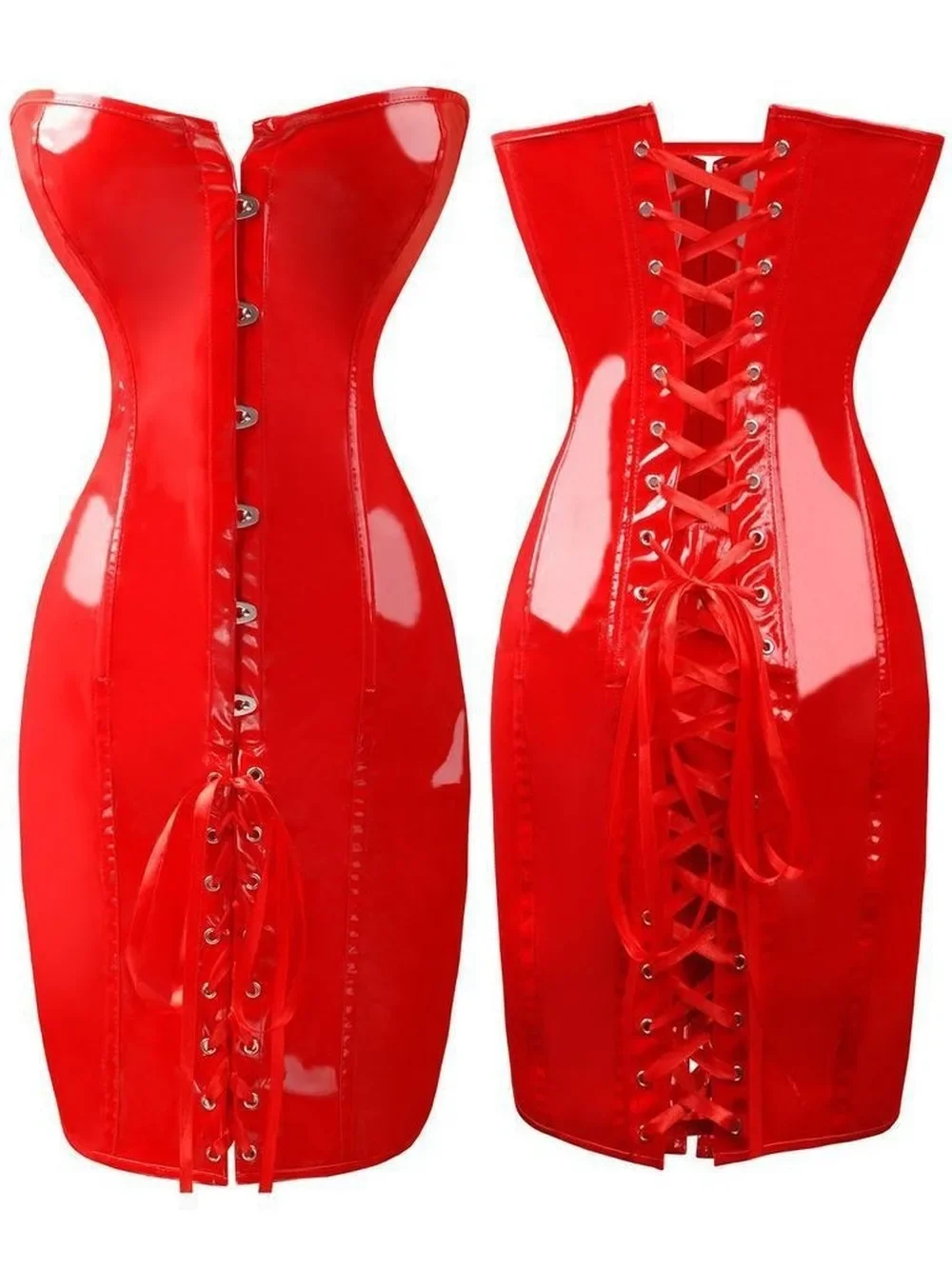 Gothic Nightclub DS Red Lace Up Back PVC Corset Dress Vinyl Waist Tranier Shaper Overbust Bustier Dress
Gothic Nightclub DS Red Lace Up Back PVC Corset Dress Vinyl Waist Tranier Shaper Overbust Bustier Dress