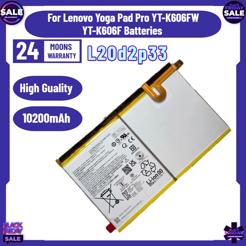 High-Quality 10200mAh Battery L20d2p33 for Lenovo Yoga Pad Pro YT-K606FW YT-K606F Batteries
High-Quality 10200mAh Battery L20d2p33 for Lenovo Yoga Pad Pro YT-K606FW YT-K606F Batteries