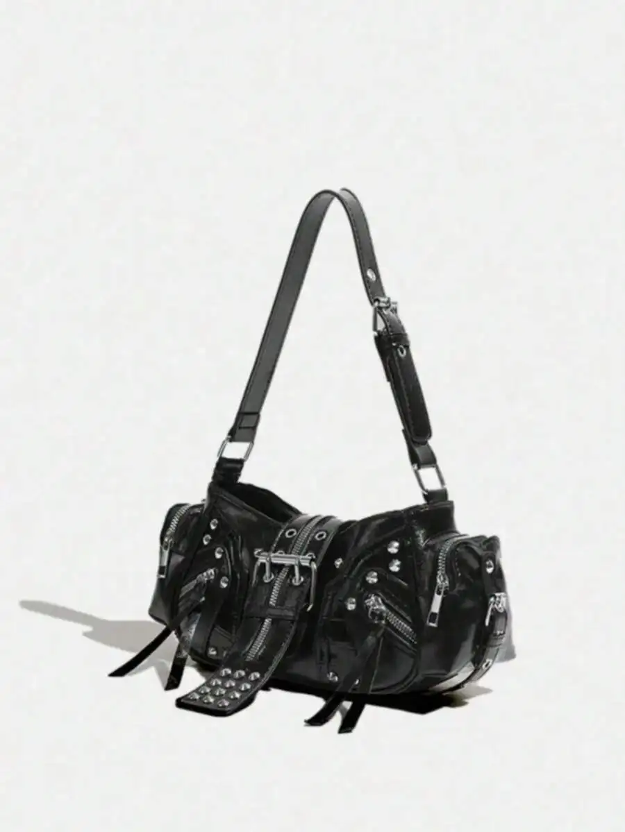 Unisex Punk Rock Motorcycle Crossbody Bag With Rivets And Adjustable Strap
Unisex Punk Rock Motorcycle Crossbody Bag With Rivets And Adjustable Strap
