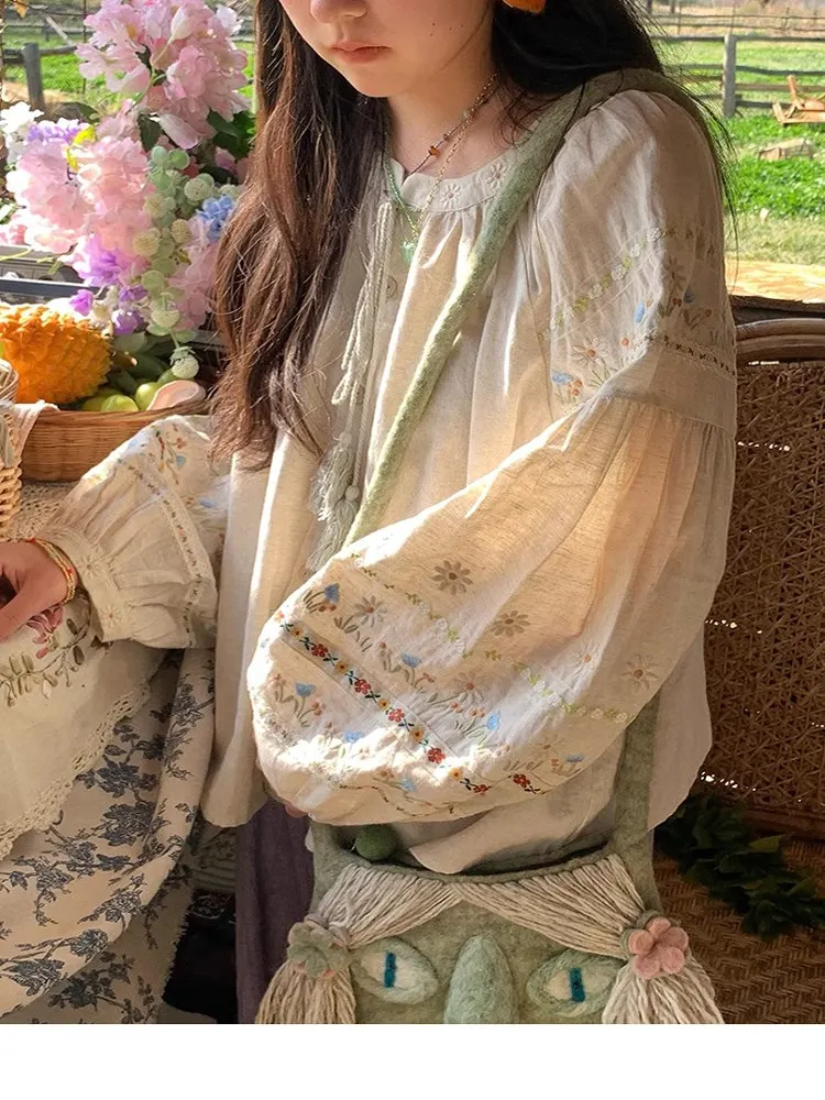 n Sle High End Cotton Linen Long Sve Women's irt Spring Summer New Faion Lantern Sve Embroidered Linen irt
n Sle High End Cotton Linen Long Sve Women's irt Spring Summer New Faion Lantern Sve Embroidered Linen irt