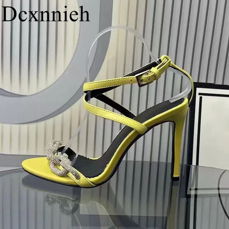 Women's genuine leather crystal decoration solid color sandals summer open toe high heels narrow band sexy party dress shoes
Women's genuine leather crystal decoration solid color sandals summer open toe high heels narrow band sexy party dress shoes