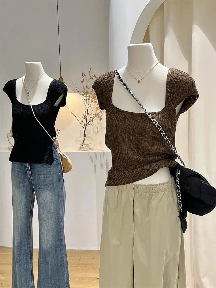 Korean Sle Slim Fit Knitted Top with Ba Exposure Hollow out Design ort Sve Large Collar Belted Summer Sweet And Spic...
Korean Sle Slim Fit Knitted Top with Ba Exposure Hollow out Design ort Sve Large Collar Belted Summer Sweet And Spic...