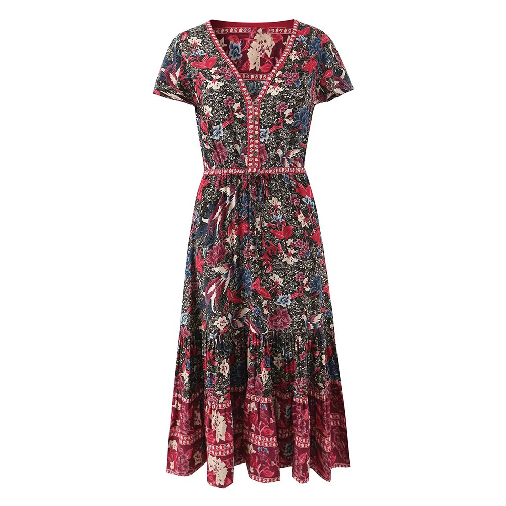 WOMAN 2026 Summer New Fashion Positioning Print Short Sleeve Dress Vintage V Neck Button Casual Female Dresses Vestidos Mujer
WOMAN 2026 Summer New Fashion Positioning Print Short Sleeve Dress Vintage V Neck Button Casual Female Dresses Vestidos Mujer