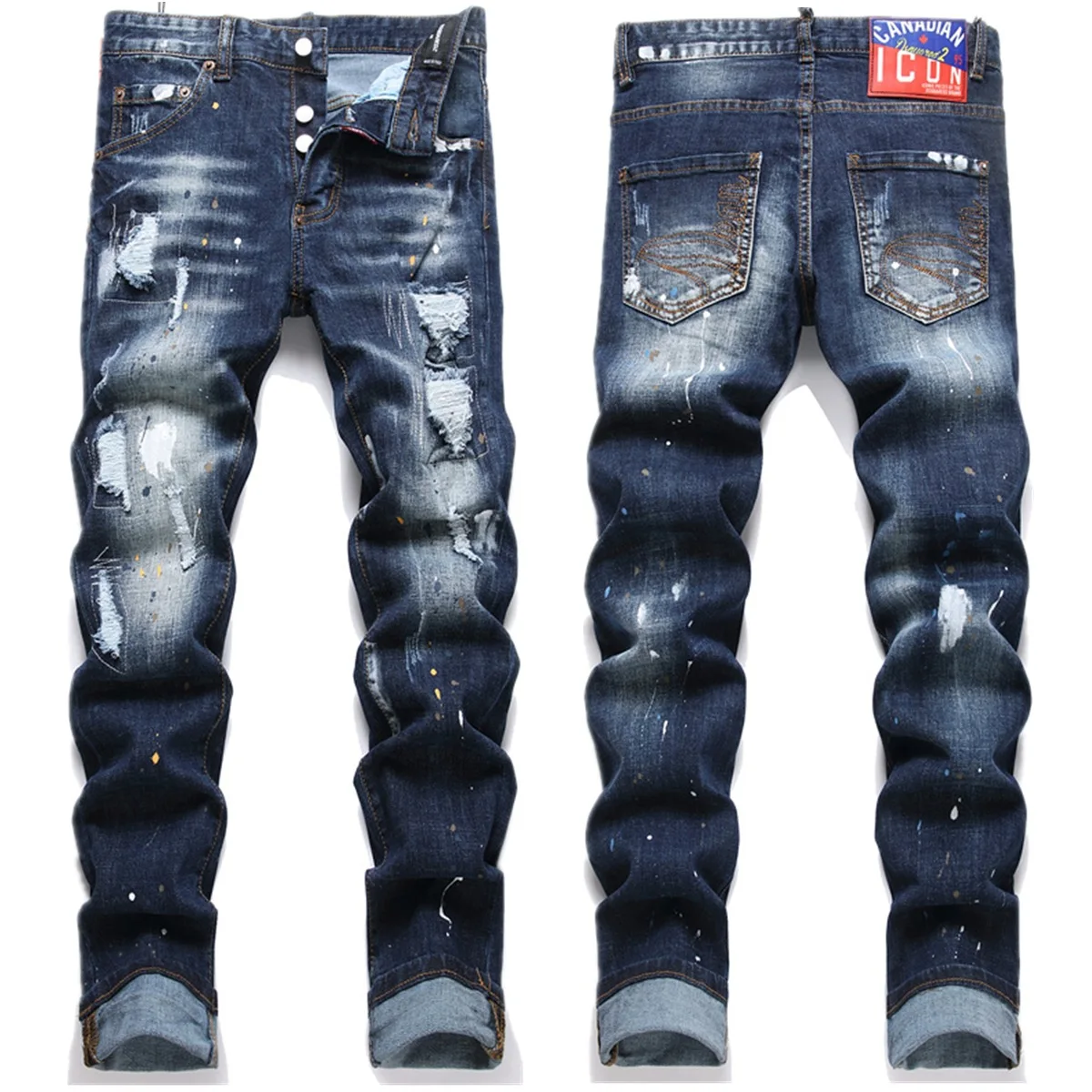 Men's Faion Elastic Youthful Spray Ink Jeans 2025 Cross-Border Sle DSQ Street Trend Slim Fit Jeans Cotton 00% Straight Leg
Men's Faion Elastic Youthful Spray Ink Jeans 2025 Cross-Border Sle DSQ Street Trend Slim Fit Jeans Cotton 00% Straight Leg