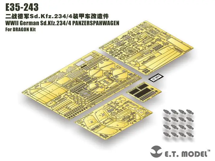 ET модель 1/35 E35-243 немецкая Sd-карта Второй мировой войны. Kfz.234/4 panzerspahdata подробная деталь для набора DRAGON
ET модель 1/35 E35-243 немецкая Sd-карта Второй мировой войны. Kfz.234/4 panzerspahdata подробная деталь для набора DRAGON
