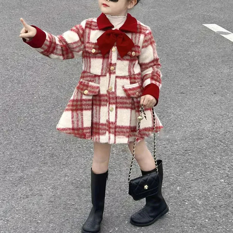 Korean Winter Children Girls Woolen Coat Turn Down Collar Kid Baby Girls Plaid Jackets Bow A-line Toddler Infant Girls Outerwear
Korean Winter Children Girls Woolen Coat Turn Down Collar Kid Baby Girls Plaid Jackets Bow A-line Toddler Infant Girls Outerwear