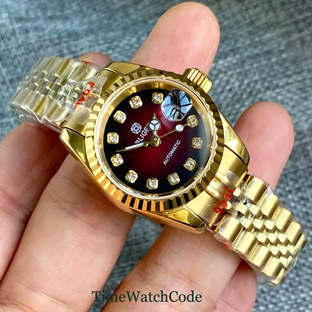 26mm NH05A Laydy Watch for Women Mechanical Automatic Watches Sapphire Crystal Date Screw-in Crown Luxury Style Diamond Markers
26mm NH05A Laydy Watch for Women Mechanical Automatic Watches Sapphire Crystal Date Screw-in Crown Luxury Style Diamond Markers