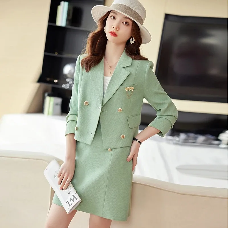 Lnsozkdg Elegant Skirt Suits Women Jacket Spring Autumn Professional Skirt Office Lady High-end Short Blazer Top Two-piece Set
Lnsozkdg Elegant Skirt Suits Women Jacket Spring Autumn Professional Skirt Office Lady High-end Short Blazer Top Two-piece Set