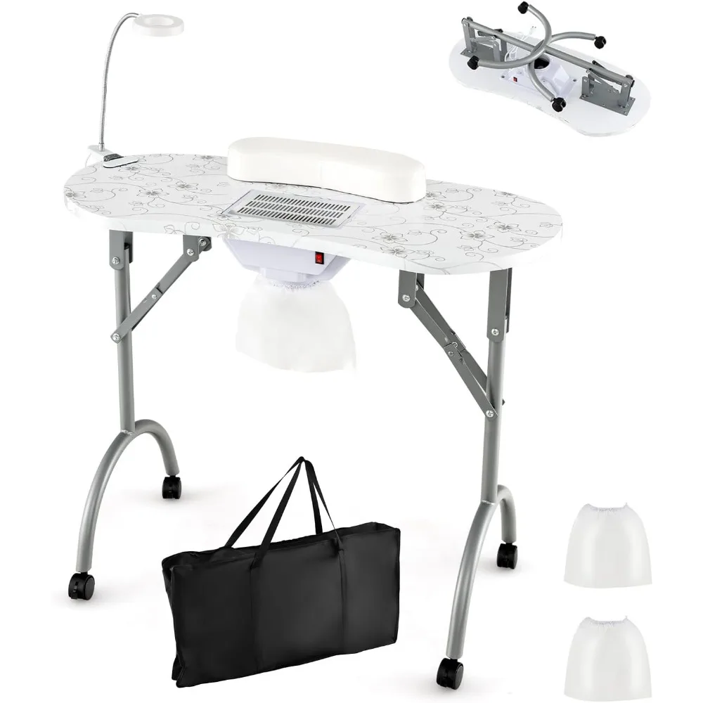 Portable Nail Table, Foldable Nail Technician Desk w/Electric Dust Collector, Bendable LED Lamp, Removable Armrest Pad
Portable Nail Table, Foldable Nail Technician Desk w/Electric Dust Collector, Bendable LED Lamp, Removable Armrest Pad