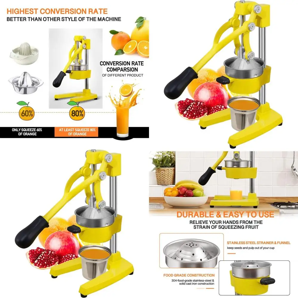 Прочный чугунный пресс для цитрусовых — апельсинов, лимонов, лаймов, грейпфрутов, гранатов — чаша из нержавеющей стали, желтый
Прочный чугунный пресс для цитрусовых — апельсинов, лимонов, лаймов, грейпфрутов, гранатов — чаша из нержавеющей стали, желтый
