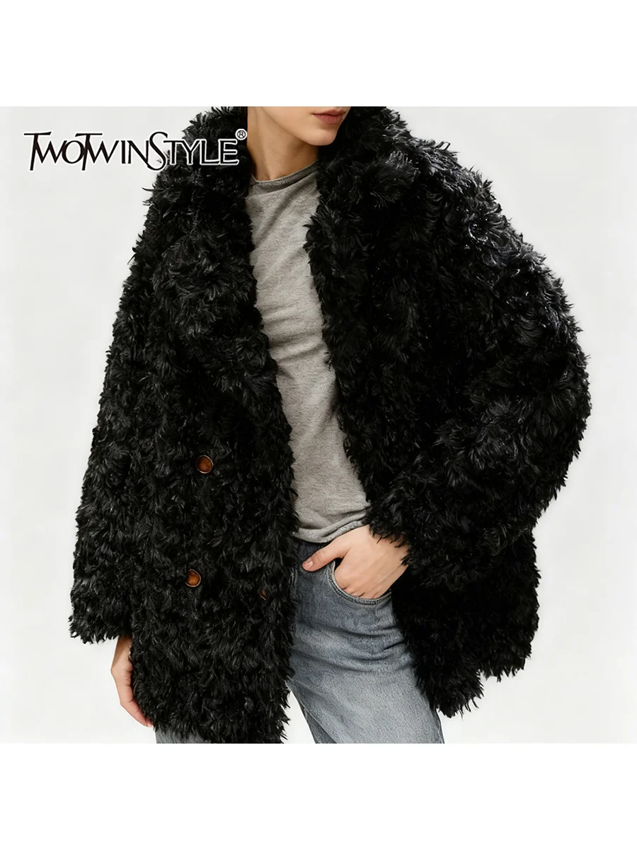 TWOTWINSTYLE Solid Loose Spliced Double Breasted Casual Jackets for Women Lapel Long Sleeves Patchwork Flocking Jacket Female
TWOTWINSTYLE Solid Loose Spliced Double Breasted Casual Jackets for Women Lapel Long Sleeves Patchwork Flocking Jacket Female