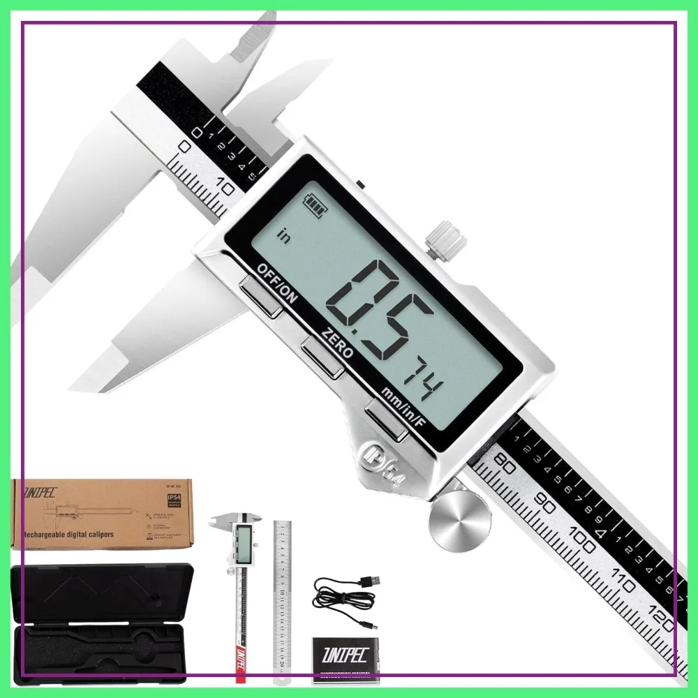 Rechargeable Caliper 12 inch, Stainless Steel Vernier Micrometer Measuring Tool with Large LCD Display
Rechargeable Caliper 12 inch, Stainless Steel Vernier Micrometer Measuring Tool with Large LCD Display