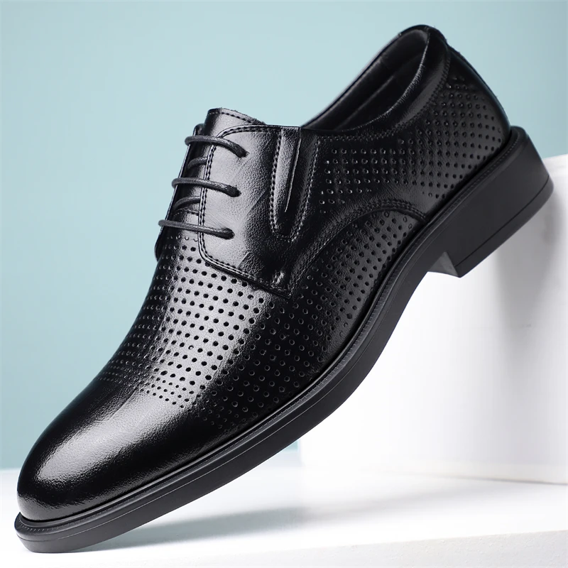 Men's Summer Breathable Leather Shoes British Style Comfortable Soft Business Formal Derby Shoes Hollow out Design-SJ6607-1
Men's Summer Breathable Leather Shoes British Style Comfortable Soft Business Formal Derby Shoes Hollow out Design-SJ6607-1