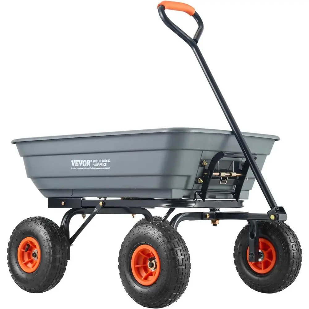 Heavy-Duty 600lbs Capacity 4-Wheel Garden Dump Cart with 10in All-Terrain Wheels and Quick Release System
Heavy-Duty 600lbs Capacity 4-Wheel Garden Dump Cart with 10in All-Terrain Wheels and Quick Release System