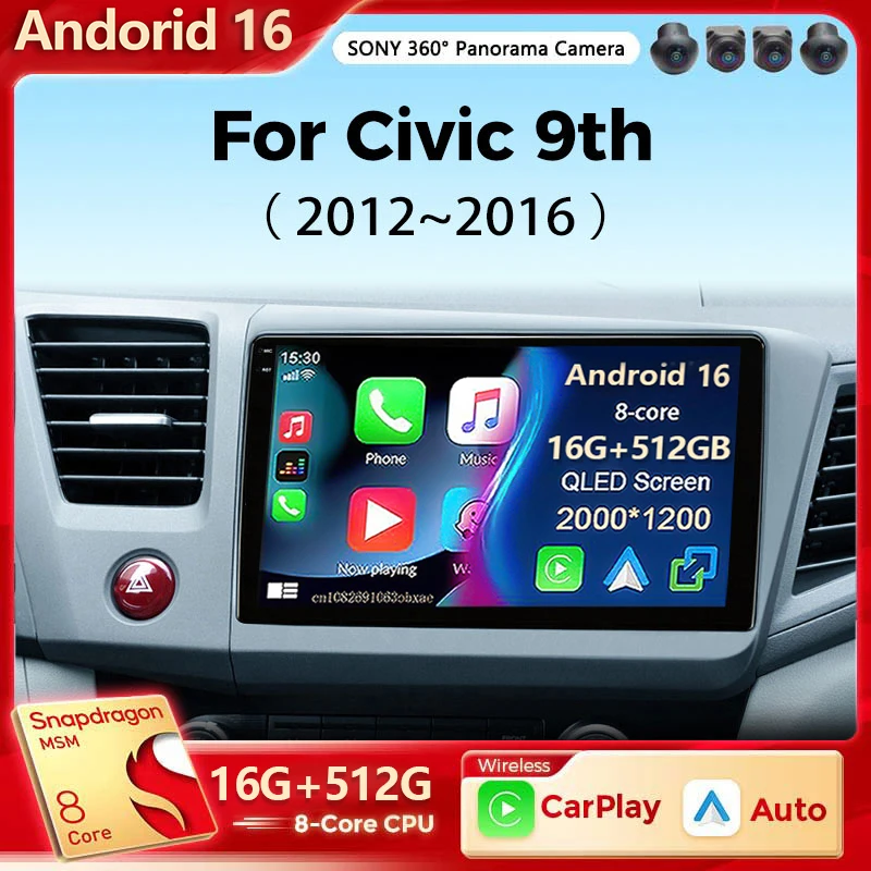 Android 16 Car Stereo Radio Multimedia Wireless Carplay Android Auto For Honda Civic 9 2012 2013 2014 2015 2 din GPS DSP Player
Android 16 Car Stereo Radio Multimedia Wireless Carplay Android Auto For Honda Civic 9 2012 2013 2014 2015 2 din GPS DSP Player