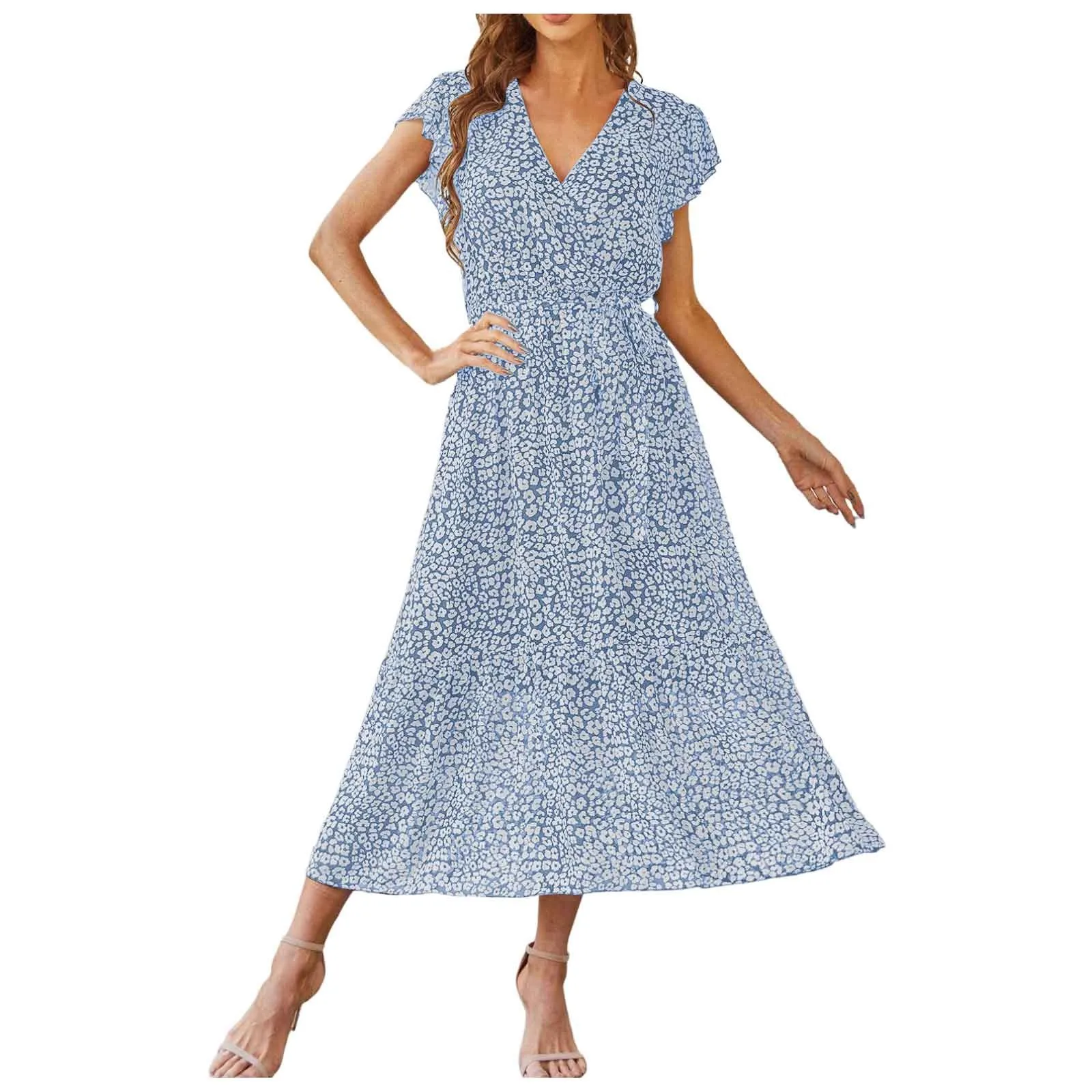 Summer Women's Bohemian A-line Dress Short Sleeved V Neck Floral Dress Casual Beach Dresses 2024 Sundress for Women
Summer Women's Bohemian A-line Dress Short Sleeved V Neck Floral Dress Casual Beach Dresses 2024 Sundress for Women