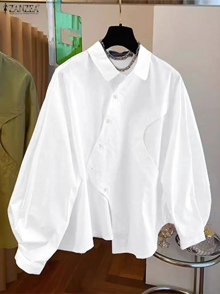 Autumn Elegant Shirts 2025 ZANZEA Stylish Women Lapel Neck Long Sleeve Tops Casual Solid OL Work Blouse Buttons Up Shirt Blusas 
Autumn Elegant Shirts 2025 ZANZEA Stylish Women Lapel Neck Long Sleeve Tops Casual Solid OL Work Blouse Buttons Up Shirt Blusas