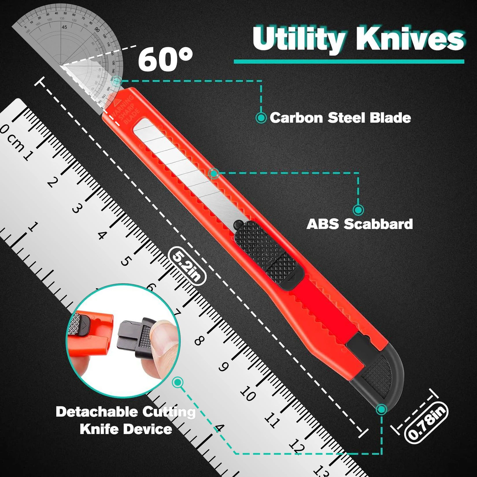 30/14 Pack Box Cutter Retractable, Box Cutters with 18mm Wide Utility Blades, Sharp Utility Knife Retractable, Box Cutter Knife
30/14 Pack Box Cutter Retractable, Box Cutters with 18mm Wide Utility Blades, Sharp Utility Knife Retractable, Box Cutter Knife