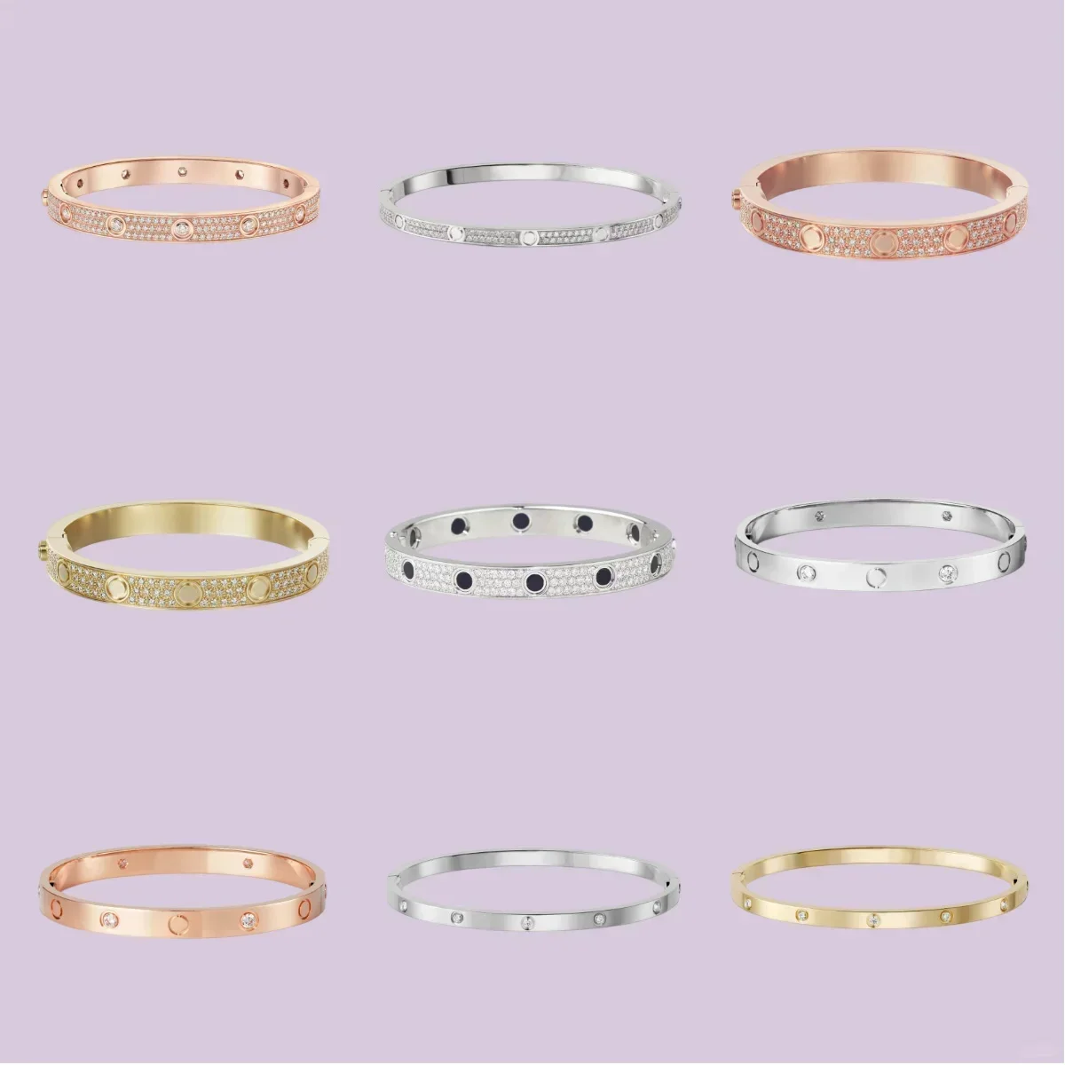 The Classic Style Bracelets Of The Love Series Are Available In Wide And Narrow Styles, Three Colors And Multiple Styles.
The Classic Style Bracelets Of The Love Series Are Available In Wide And Narrow Styles, Three Colors And Multiple Styles.