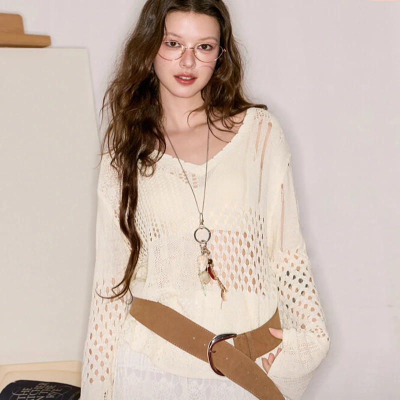 2025 New Arrival Autumn Fashion Women Casual Cotton Knitted Hollow Out Devise V-neck Tops Tees Long Sleeve T-shirt T272
2025 New Arrival Autumn Fashion Women Casual Cotton Knitted Hollow Out Devise V-neck Tops Tees Long Sleeve T-shirt T272