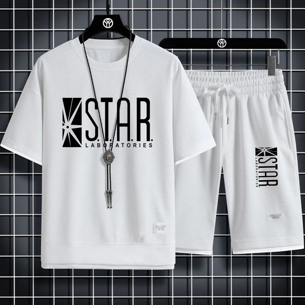 STAR LABORATORIES Новый летний мужской повседневный спортивный комплект с короткими рукавами и принтом, мужская свободная футболка, шорты, вафельная одежда,
STAR LABORATORIES Новый летний мужской повседневный спортивный комплект с короткими рукавами и принтом, мужская свободная футболка, шорты, вафельная одежда,