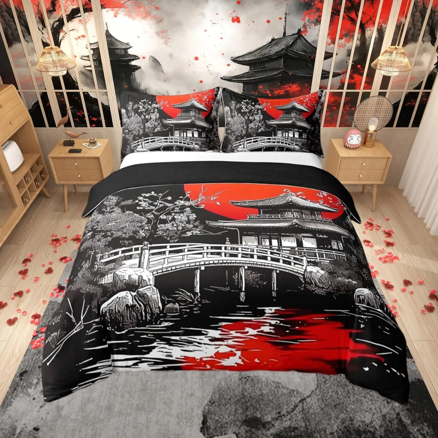 Japanese Ukiyoe Duvet Cover Set Single Size for Kids Adults Anime Bedding Red Sunset Comforter Cover with 1 Pillowcase Hokusai
Japanese Ukiyoe Duvet Cover Set Single Size for Kids Adults Anime Bedding Red Sunset Comforter Cover with 1 Pillowcase Hokusai