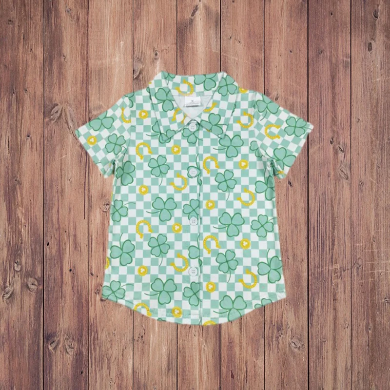 3.20 BT0543 Four-leaf Clover Green Plaid Button Short Sleeve Children's Top Kids' Shirt Stylish Casual Wear for Boys And Girls
3.20 BT0543 Four-leaf Clover Green Plaid Button Short Sleeve Children's Top Kids' Shirt Stylish Casual Wear for Boys And Girls