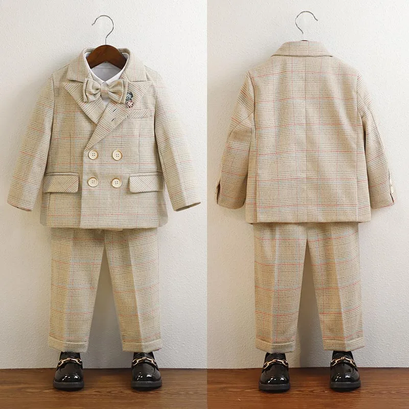 Baby Boys Plaid Suit Fashion Khaki Double-breasted Wedding Costume Children Clothes 1 To 12 Y Infant Kids Birthday Outfits Set
Baby Boys Plaid Suit Fashion Khaki Double-breasted Wedding Costume Children Clothes 1 To 12 Y Infant Kids Birthday Outfits Set