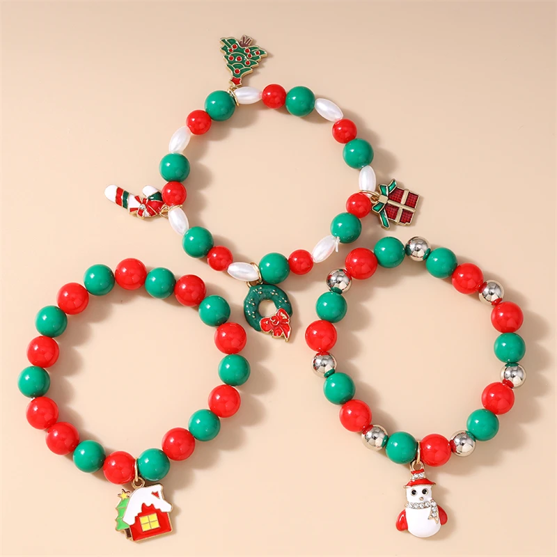 3Pcs/Set Fashion Handmade Beads Bracelets for Women Christmas Tree Snowman Bracelets Girls New Year Festival Jewelry Gifts 
3Pcs/Set Fashion Handmade Beads Bracelets for Women Christmas Tree Snowman Bracelets Girls New Year Festival Jewelry Gifts
