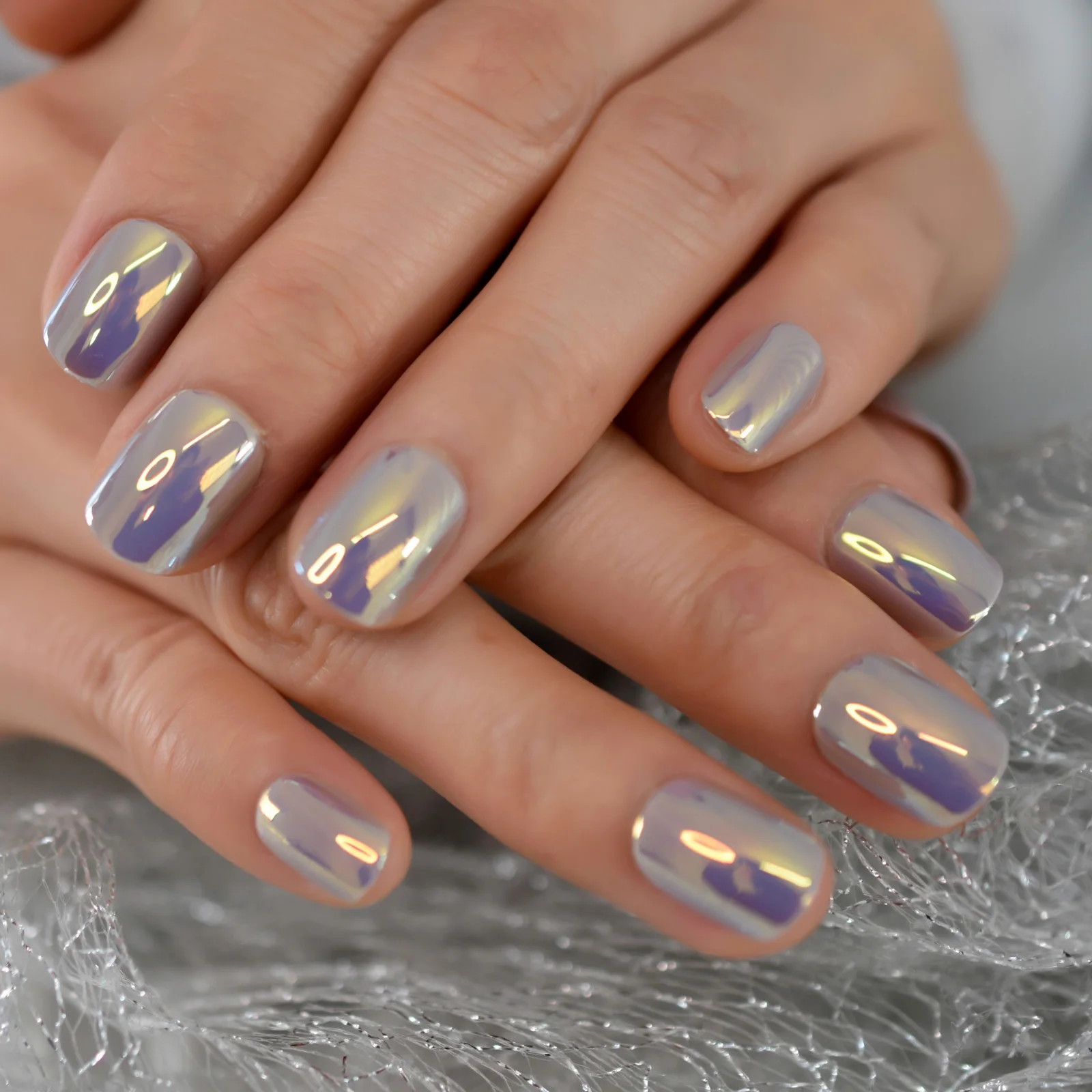 24pcs Short Punk Style Metallic Silver False Fake Nails Reflective Mirror Squoval Press on Nails Art Tips for Salons DIY Wear
24pcs Short Punk Style Metallic Silver False Fake Nails Reflective Mirror Squoval Press on Nails Art Tips for Salons DIY Wear