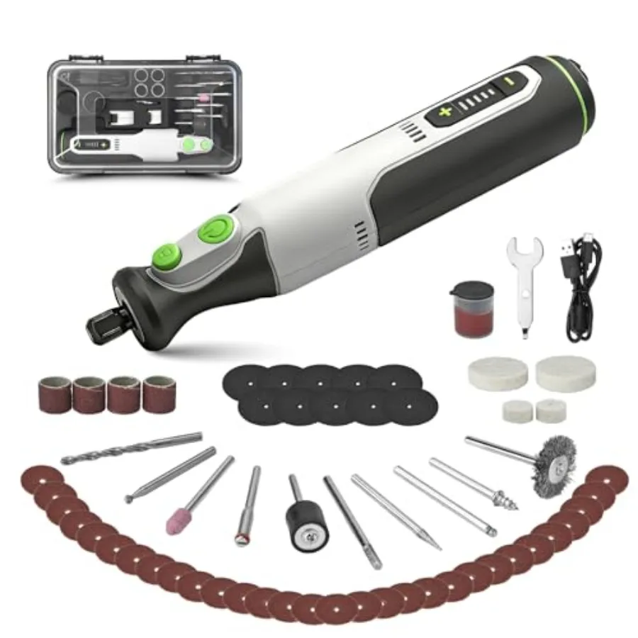 Cordless Rotary Tool Kit Engraving Pen 5 Variable Speed 7.2V Powerful Rotary Tool 8000-31000RPM with 60 Accessories for 3D Prin
Cordless Rotary Tool Kit Engraving Pen 5 Variable Speed 7.2V Powerful Rotary Tool 8000-31000RPM with 60 Accessories for 3D Prin