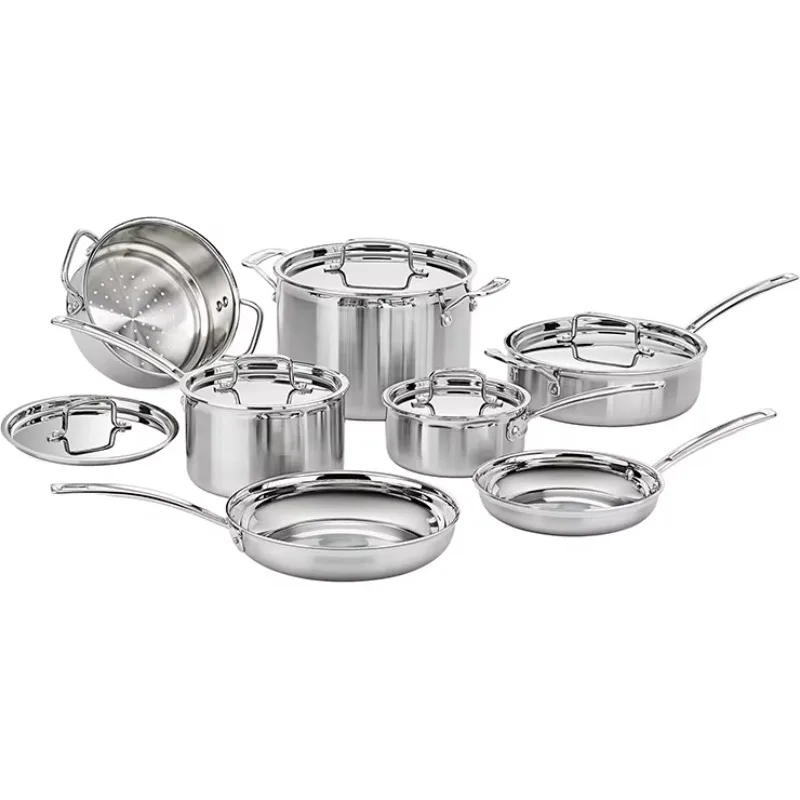 12-Piece Stainless Steel Cookware Set, Long Handles & Mirror Polished Lids for Home Kitchen
12-Piece Stainless Steel Cookware Set, Long Handles & Mirror Polished Lids for Home Kitchen