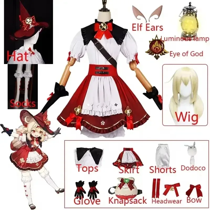 Genshin Impact Klee Cosplay Costume Wig Little Witch New Skin Cosplay Red Cute Lolita Dress Hat Bag Kawaii Halloween Outfits
Genshin Impact Klee Cosplay Costume Wig Little Witch New Skin Cosplay Red Cute Lolita Dress Hat Bag Kawaii Halloween Outfits
