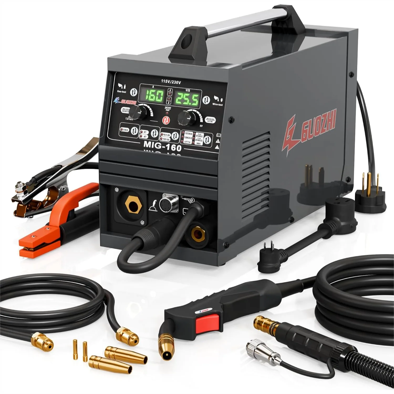 160A Mig Welder 6 in 1, 110V/220V Dual Voltage Multi-Process Welding Machine with Synergic Control, Gas/Gasless MIG, Stick, Lift
160A Mig Welder 6 in 1, 110V/220V Dual Voltage Multi-Process Welding Machine with Synergic Control, Gas/Gasless MIG, Stick, Lift