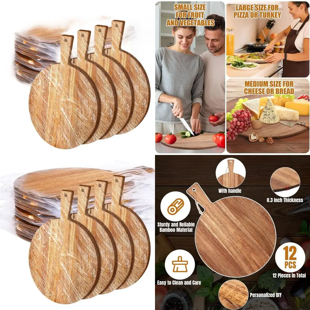 Acacia Wood Round Cutting Board, 11.75 Diameter, with Handle, Ideal for Pizza, Cheese, Bread, and DIY Gifts
Acacia Wood Round Cutting Board, 11.75 Diameter, with Handle, Ideal for Pizza, Cheese, Bread, and DIY Gifts